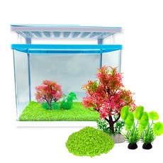 Aqua Terra頂部過濾一體式LED魚缸CT-37PLUS+2種人工水草+4kg彩石, 淺豆綠