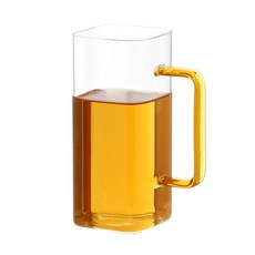 에이블 사각 유리컵 옐로우, 400ml, 1개