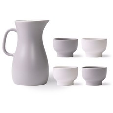 BOWLBOWL 韓國製 Bowl Bowl 家庭派對酒瓶組 5入, 1套, 酒瓶 煙灰色 + 燒酒杯 煙灰色2入+牛奶白2入