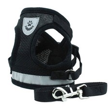케어펫 강아지 메쉬 하네스 + 리드줄, 블랙, 1세트