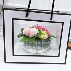 러블리팜 비누꽃 DIY 플라워 용돈 케이크 20 + 쇼핑백 랜덤발송, 핑크, 1세트