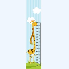 獨特多功能身高尺重點壁貼, 動物農場7長頸鹿
