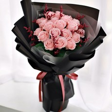 로사리움 비누꽃 모던 블랙 장미 20송이 꽃다발, 핑크