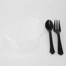 PP耐熱圓形容器 50入+黑色叉子 20入+黑色勺子 20入, 1套