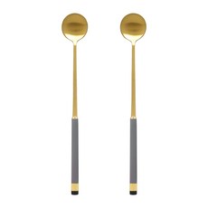 Bogen 韓國製方形雙色鍍金長匙 LS, 炭灰色, 2個
