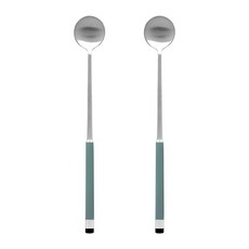 Bogen 韓國製方形雙色緞面長湯匙 LS, 橄欖綠, 2個