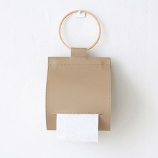 decotonik 掛式皮革捲筒衛生紙套, 淺褐色的