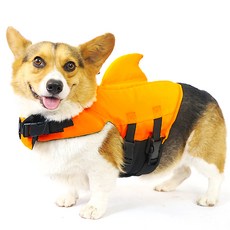 I Love Pet 寵物狗鯊魚救生衣, 橘色, 1個