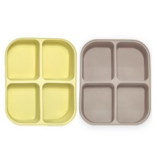 4格嬰兒副食品矽膠冷凍模具 2入, 豆沙綠+米色, 372ml, 1組