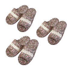 格紋絎縫棉質室內拖鞋, 03號, 3組