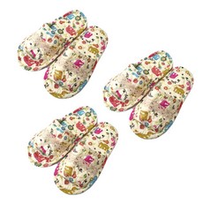 格紋絎縫棉質室內拖鞋, 06號, 3組