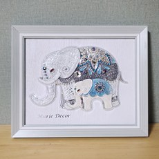 Mari Deco 精緻寶石大象裝飾畫框, 銀色