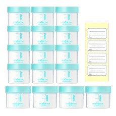 m'etonne 副食品儲存容器 150ml 16入+標籤貼紙 64入, 薄荷色, 1組