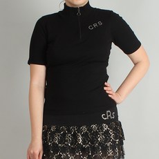 CHORUS LINE Dancesport 頸部極地短袖T恤 CS19207, 黑色的