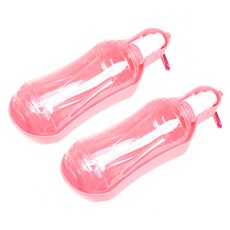 便攜式寵物飲水瓶, 粉色的, 2個