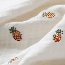 BEBE DECO 鳳梨刺繡雙層棉紗毯 S號 65*90cm, 象牙白