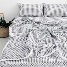 Bassum 格紋泡泡紗薄被, 迷你格紋灰色