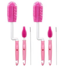 lieto 矽膠旋轉奶瓶刷3件組, 2組, 粉色