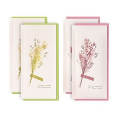 더솜씨 花卉留言信封 2款 x 2p 套組, 淺綠, 粉紅, 1套