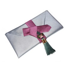 至誠典雅蝴蝶流蘇現金禮緞布 + 聘禮信封, 淺灰色, 1套