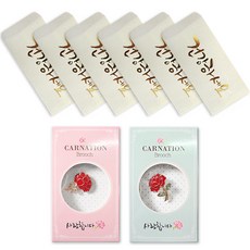 康乃馨愛心胸針 2款 + 韓紙書法現金信封 健康 6入, 混色, 1套