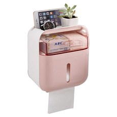 코끼리리빙 화장실 방수 휴지걸이 포켓 ERP-2022, 핑크, 1개