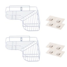 Winprice 黏貼式鐵製轉角置物架 2入, 白色, 1套