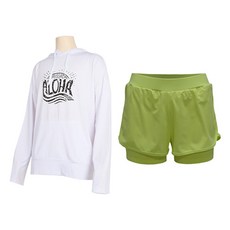 VENDIS 女款字母印花連帽長袖防曬衣 C27+沙灘短褲套裝 M612