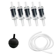 Canhu Aquarium 水族箱氣泡石 + 黑色止逆閥 5入 + 2m風管 套組, 1套