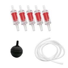 Canhu Aquarium 氣泡條氣泡石 + 紅色止逆閥 5入 + 2m風管 套組, 1套
