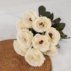 ALLIE FLOWER 仿真復古毛茛花束, 奶油色, 1個