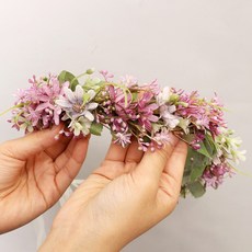 ALLIE FLOWER 雛菊滿天星自助婚禮花冠, 紫色, 1個