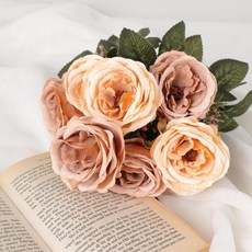 ALLIE FLOWER 仿真復古毛茛花束, 咖啡色, 1個