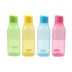Tupperware 翻蓋方形環保水瓶 4 件套, 混色, 1L
