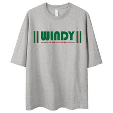 VENHIT WINDY印花寬鬆短袖T恤, 混灰色