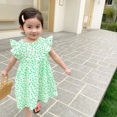 MISOPAPA 女童涼感透氣夏季飛袖格紋洋裝