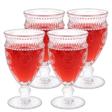 浮雕高腳玻璃杯 330ml, 單色, 4個