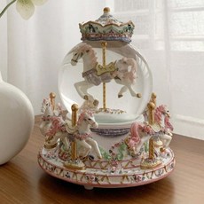 진심디자인 앤틱 회전목마 태엽 오르골, 펄아이보리