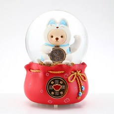 JARLL 讚爾藝術 招財貓泰迪熊水球音樂盒 TB2010, 混色