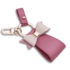 Muette 牛皮蝴蝶結汽車鑰匙圈, 粉紅色, 1個