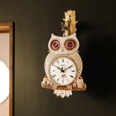 ORIENT 東方錶 靜音貓頭鷹珠飾裝飾雙面壁鐘 OT896, 混合色