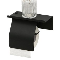 層架式帶蓋線條衛生紙架, 黑色, 1個