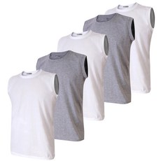 BASIC+ 白色運動背心 3入+灰色運動背心 2入