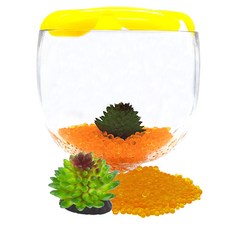 Aqua Terra Marimo & Beta 酒杯魚缸開花套組, 魚缸（黃色）、生物沙（黃色）