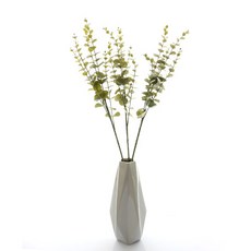 Dawoo F&G 植絨尤加利仿真花枝, 3個, 混合顏色