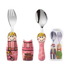 EAT4FUN 餐具2入組+收納盒, 粉紅女孩(EF-01PG), 1組