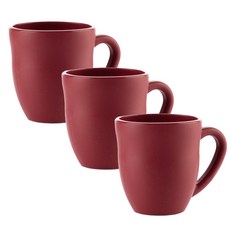 FLaiTO 矽膠手柄馬克杯 220ml, 酒紅色, 3個