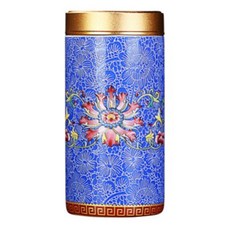 琺瑯彩瓷密封茶罐 L號, 1個, 藍色