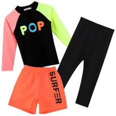 ROROCHAT 孩童防曬泳衣+打底褲+沙灘5分褲套裝