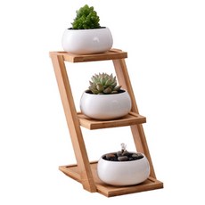 積木超市 陶瓷小型花盆 多肉植物 3層迷你花盆, 混合顏色, 1個